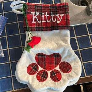 Plaid Kitty Paw Christmas Stocking